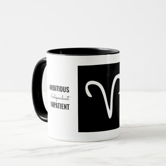 Aries Zodiac Sign Mug 🖤 (Personalised) (Front Left)