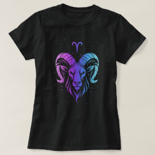 Aries Zodiac Sign Neon Aesthetic Graphic T-Shirt