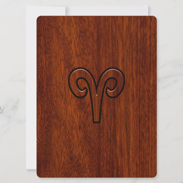 Aries Zodiac Sign on Mahogany like print (Front)