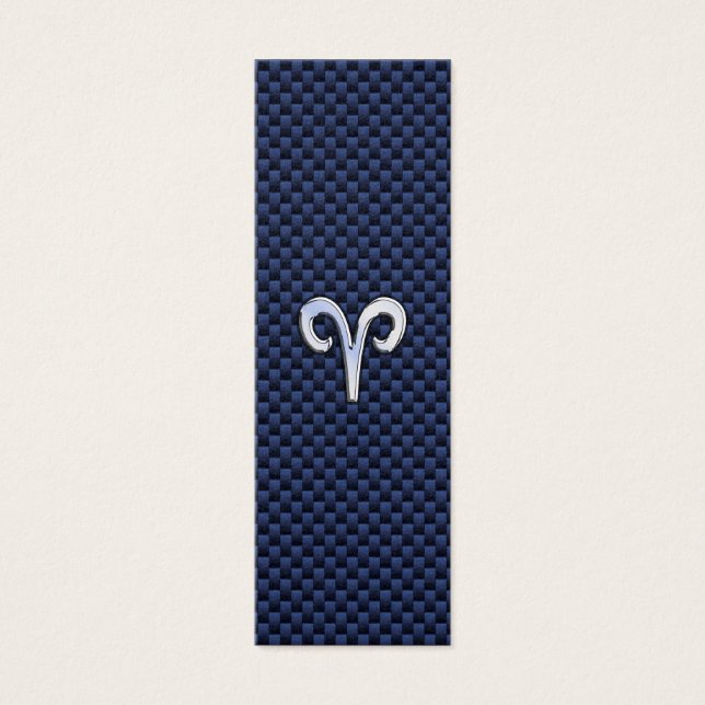Aries Zodiac Sign on Navy Blue Carbon Fiber Print (Front)