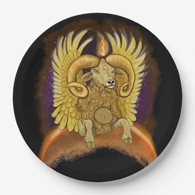 Aries Zodiac Sign Paper Plate (Front)