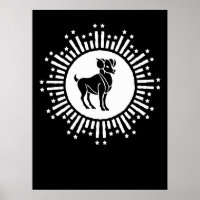 Aries Zodiac Sign Ram Cosmic Starburst Design