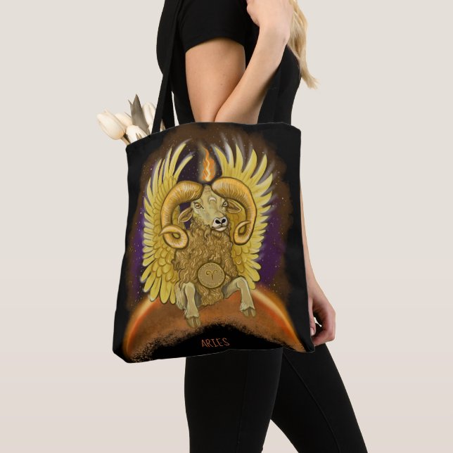 Aries Zodiac Sign Tote Bag (Close Up)
