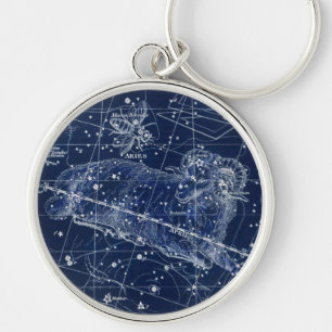 Aries Zodiac Sign Vintage Illustration Key Ring