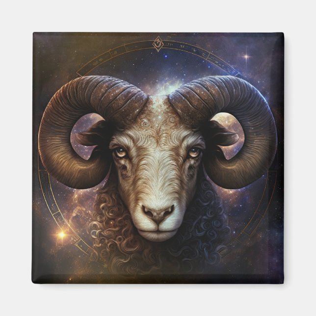 Aries Zodiac Sign Watercolor Design Magnet (Front)