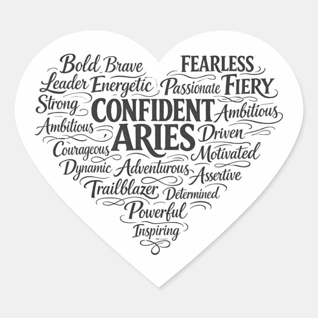 Aries Zodiac Square Sticker | Word Cloud  (Front)