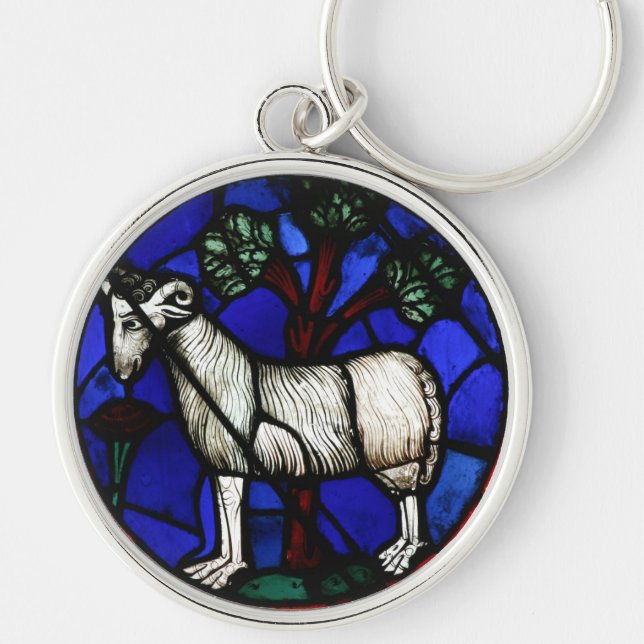 Aries Zodiac Stained Glass Notre-Dame de Paris Key Key Ring (Front)