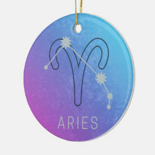 Aries Zodiac Star Sign Horoscope Constellation Ceramic Tree Decoration
