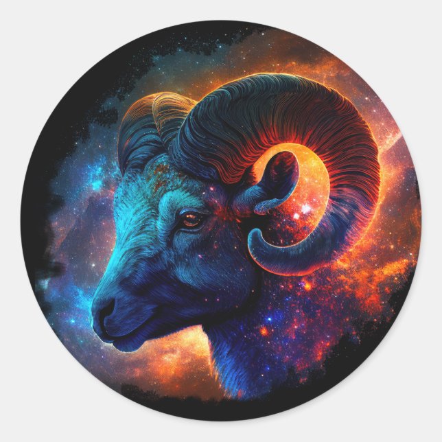 Aries Zodiac Star Sign – No Text - Round Sticker (Front)
