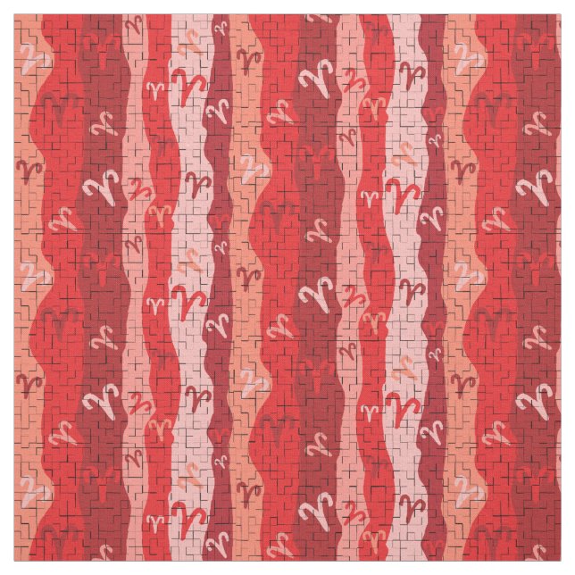 Aries Zodiac Stripes Broken Tiles Fabric (Swatch)