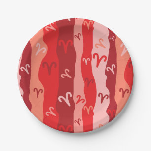 Aries Zodiac Stripes Paper Plate