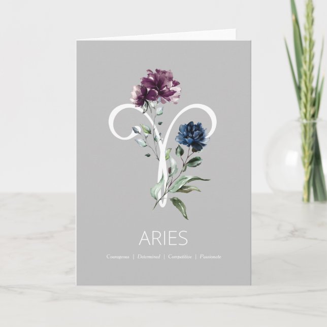 Aries Zodiac Symbol Birthday Card (Front)