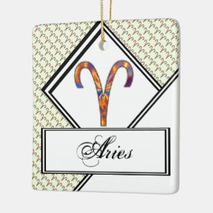 Aries Zodiac Symbol Element by Kenneth Yoncich Ceramic Tree Decoration