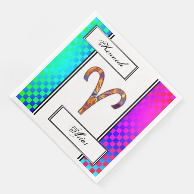 Aries Zodiac Symbol Element by Kenneth Yoncich Napkin (Corner)