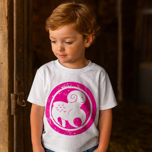 Aries Zodiac Symbol Grunge Pink Ram Astrology T-Shirt