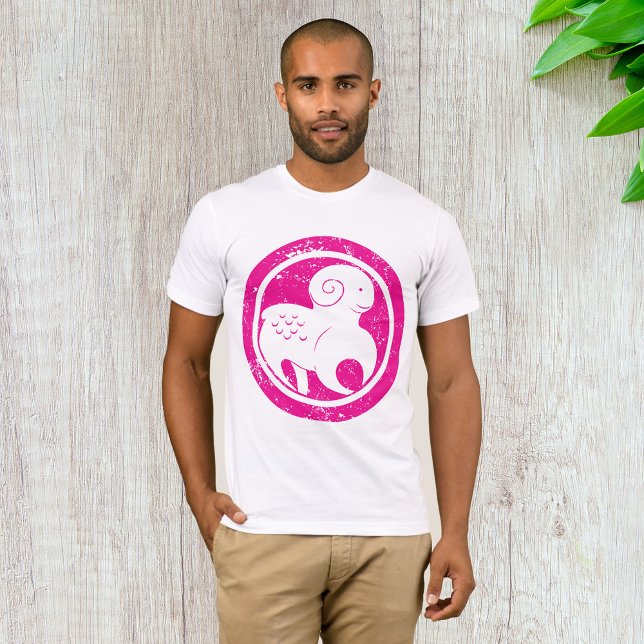 Aries Zodiac Symbol Grunge Pink Ram Astrology T-Shirt (Creator Uploaded)
