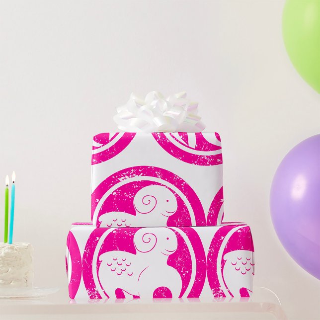 Aries Zodiac Symbol Grunge Pink Ram Astrology Wrapping Paper (Creator Uploaded)