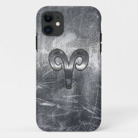 Aries Zodiac Symbol in Grunge Distressed Style