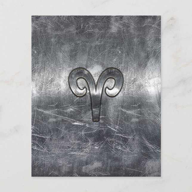 Aries Zodiac Symbol in Silver Distressed Style Flyer (Front)