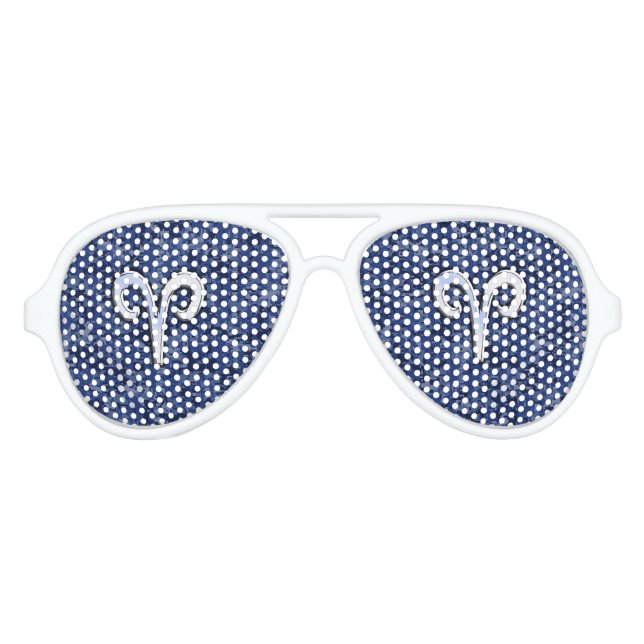 Aries Zodiac Symbol on Navy Blue Digital Camo Aviator Sunglasses (Front)
