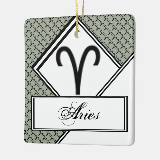 Aries Zodiac Symbol Standard by Kenneth Yoncich Ceramic Tree Decoration (Left)