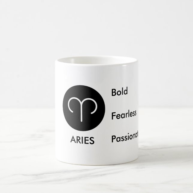 Aries Zodiac Traits Bold Fearless Passionate Coffee Mug (Center)
