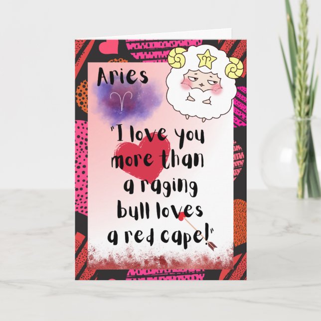 Aries Zodiac Valentines Personalised Card (Front)