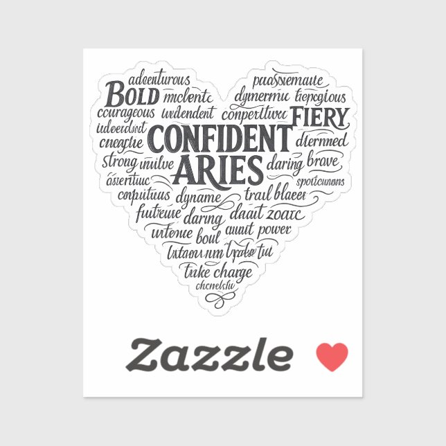 Aries Zodiac Vinyl Sticker | Word Cloud  (Sheet)