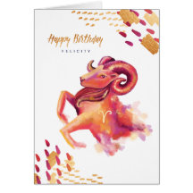 Aries Zodiac Watercolour Artistry Card