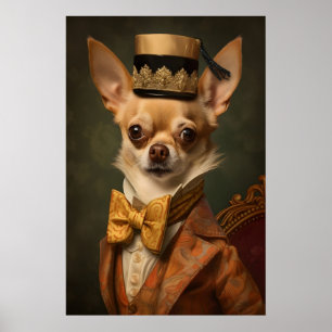 Aristocratic Chihuahua Portrait, Funny Animal Poster