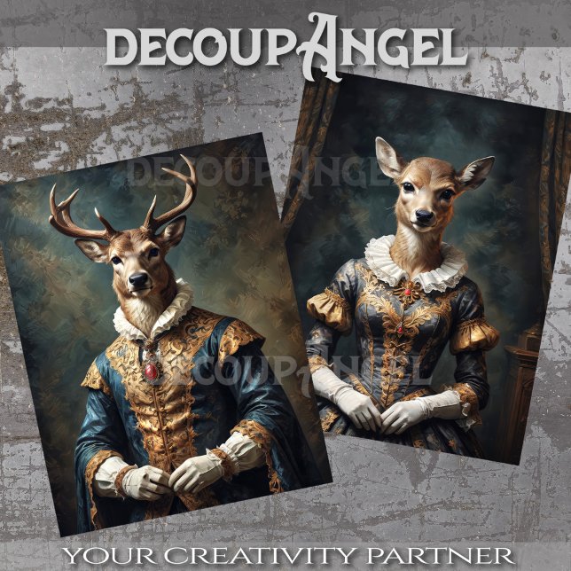 Aristocratic Deer Couple 2Designs Decoupage        Tissue Paper (Creator Uploaded)
