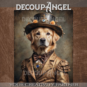 Aristocratic Golden Retriever -Decoupage- Tissue Paper