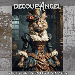 Aristocratic Kitten Portrait -Decoupage- Tissue Paper