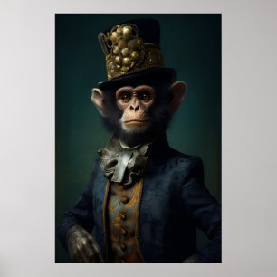 Aristocratic Monkey Print, Renaissance Animal Poster