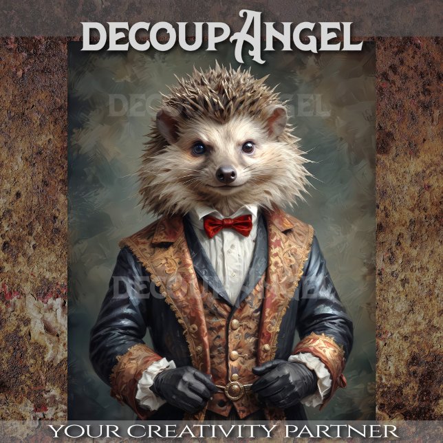 Aristocratic-Style Hedgehog -Decoupage- Tissue Paper (Creator Uploaded)