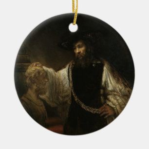 Aristotle (384-322 BC) with a Bust of Homer Ceramic Tree Decoration