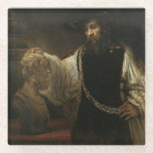 Aristotle (384-322 BC) with a Bust of Homer Glass Coaster