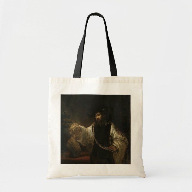 Aristotle (384-322 BC) with a Bust of Homer Tote Bag (Front)