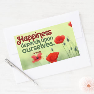 Aristotle Inspirational Quote "Happiness" Rectangular Sticker