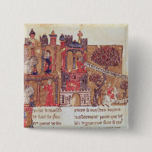 Aristotle instructs Alexander the Great in 15 Cm Square Badge