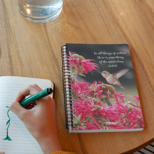 Aristotle Nature Quote Hummingbird and Flowers Notebook
