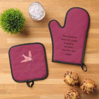 Aristotle Spring Quote Decor For Home  Oven Mitt & Oven Mitt & Pot Holder Set