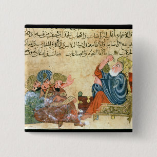 Aristotle teaching 15 cm square badge