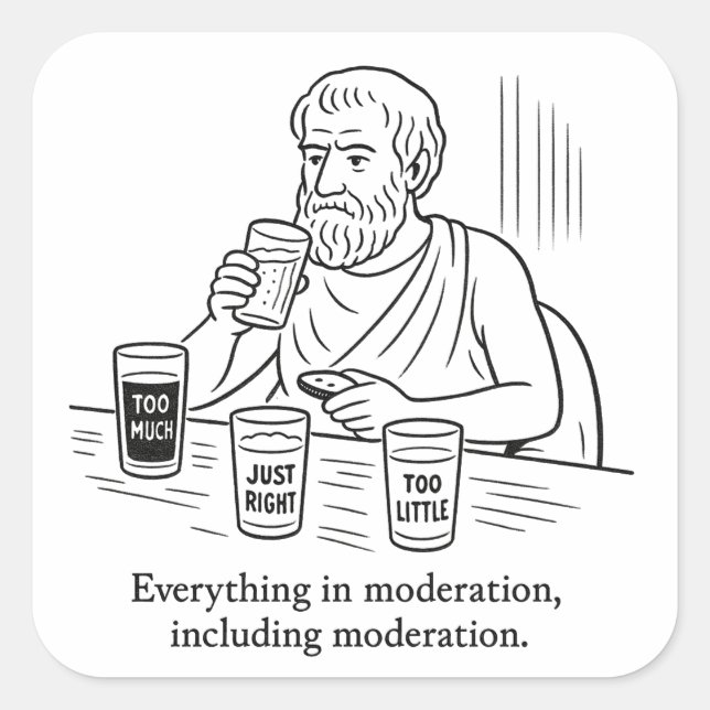 Aristotle's Guide to Moderation Square Sticker (Front)