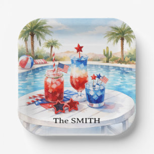 Arizona 4th of July Celebration Pool party Paper Plate