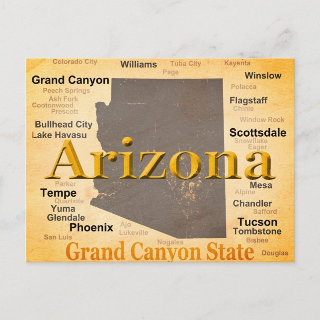 Arizona Aged Map Postcard (Front)