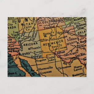 Arizona and New Mexico map Postcard