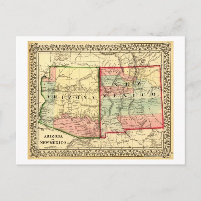 Arizona and New MexicoPanoramic Map Postcard (Front)