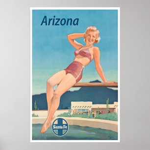 Arizona Art Santa Fe Travel Poster Swimming Pool