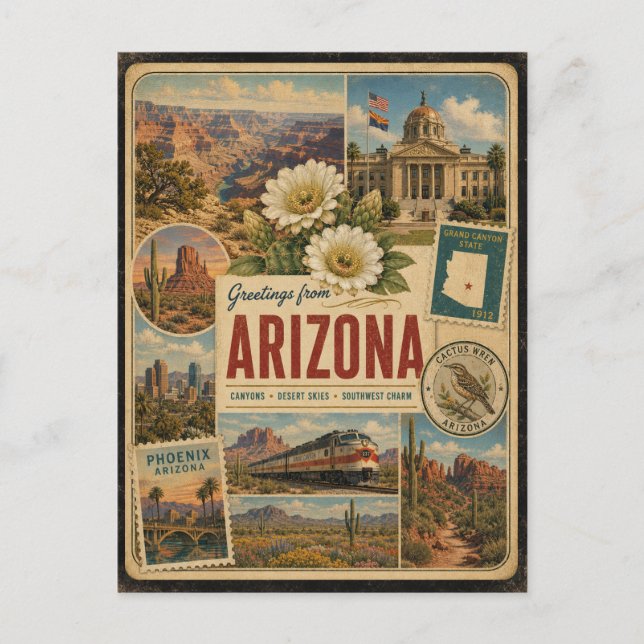 Arizona Authentic Vintage Style Postcard (Front)